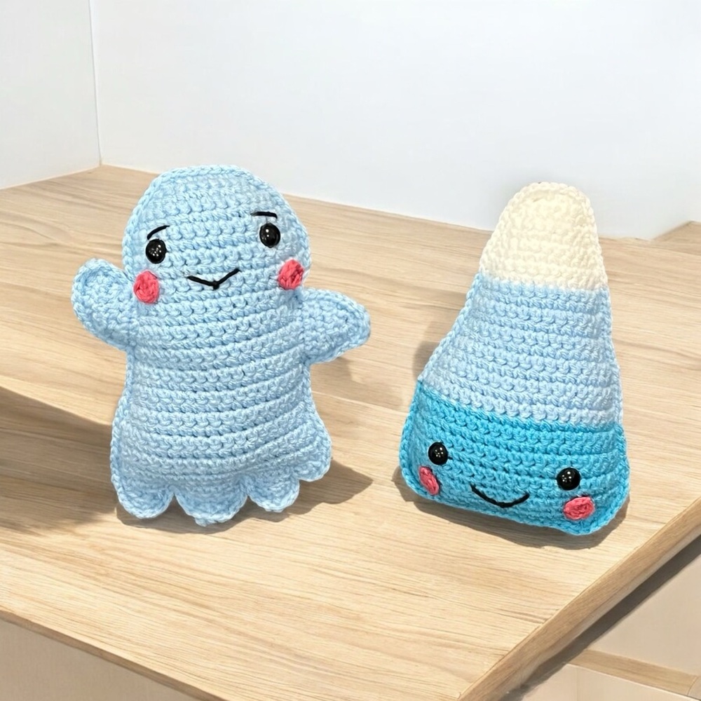 Set of Blue Crochet Candy Corn & Ghost Mini Cuddlers